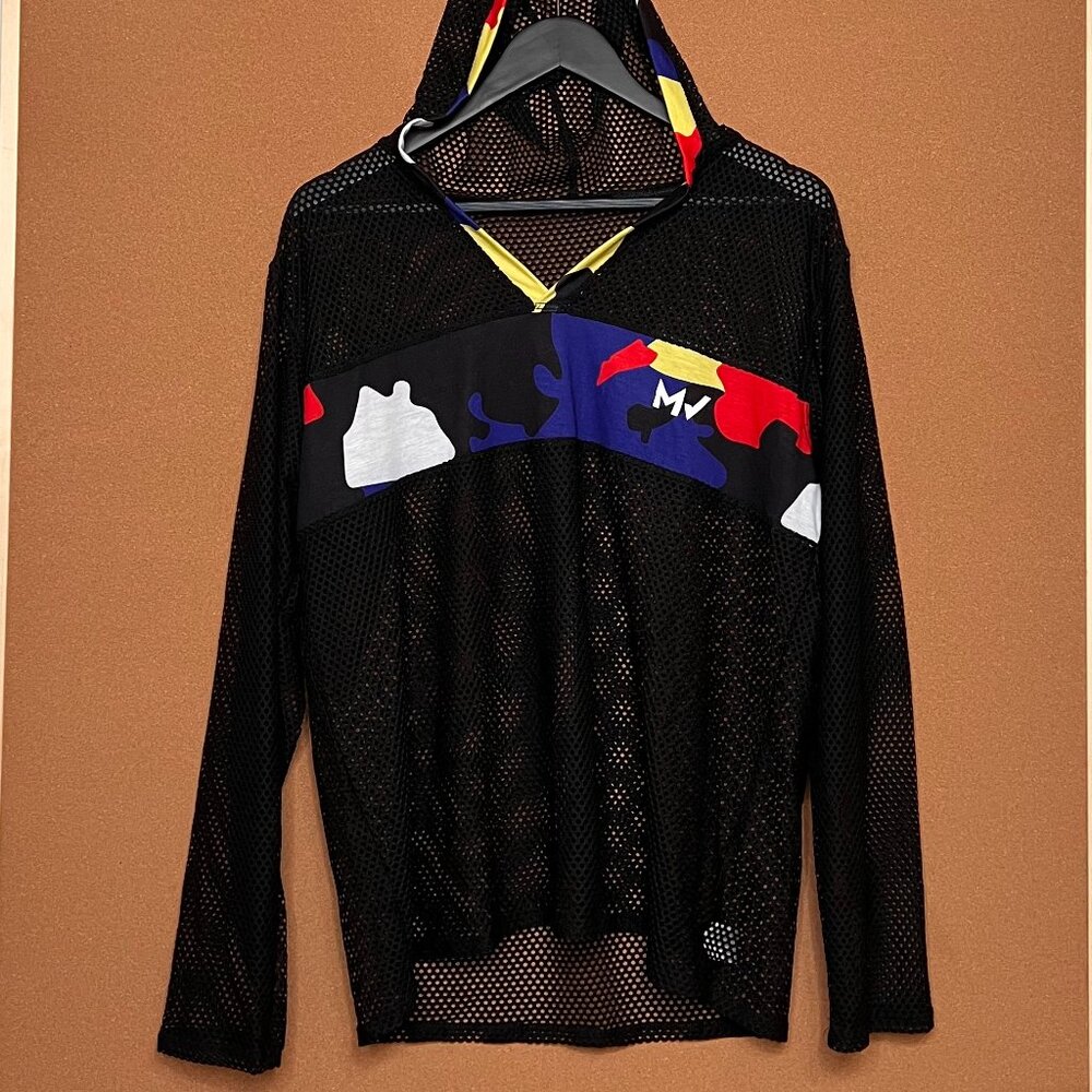 Mens Long sleeve Mesh Shirt in Black